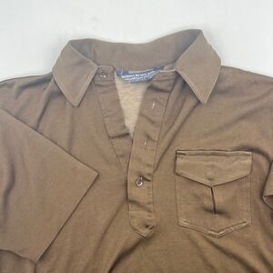 VTG Robert Bruce Mens Brown Short Sleeve Collared Pocket Polo Shirt Medium READ